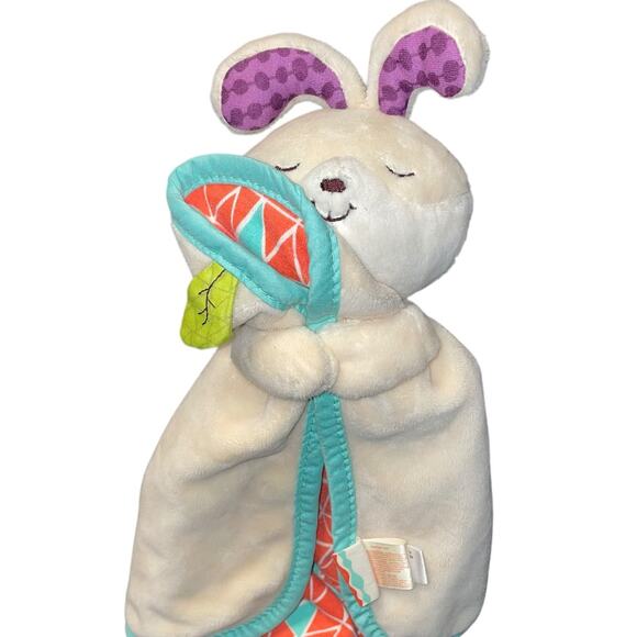 My B Toys Lovey Plush Bunny Rabbit Security Blanket Crinkle Leaf Baby Nursery - Picture 13 of 13
